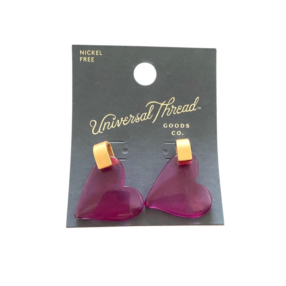Universal Thread Purple + Gold Door Knocker Dangle Post Earrings NWT